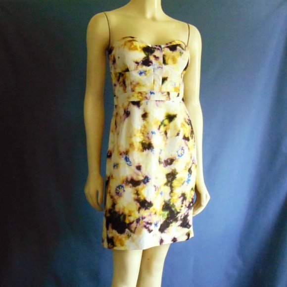 J. Crew Linen Silk Yellow Tie Dye Strapless Summer Dress 6 - Picture 2 of 7